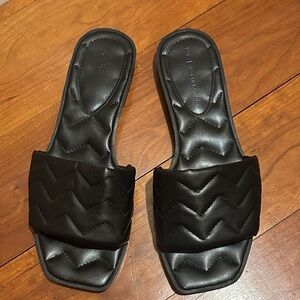 BCBGeneration Black Quilted Slide Sandals